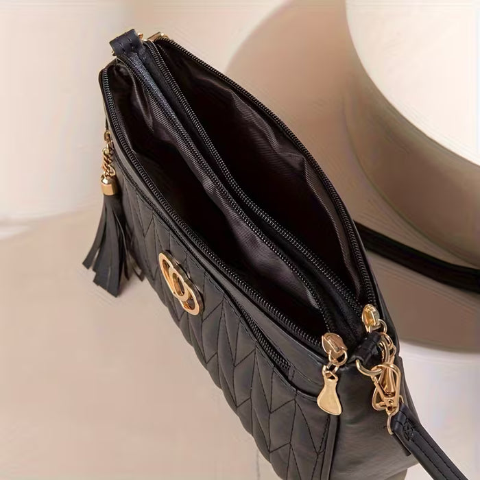 Bolso de hombro elegante, cruzado acolchado con detalle de corazón
