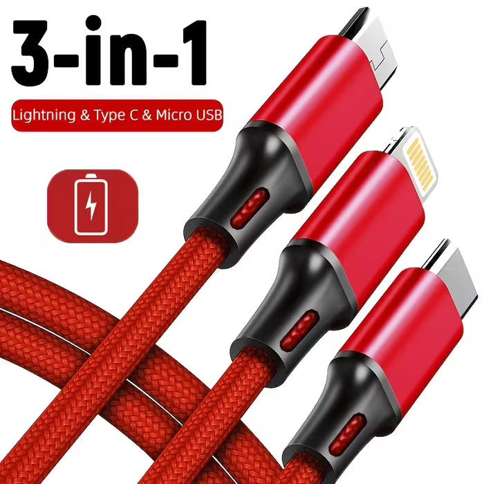 Cable de carga múltiple USB 3 en 1, combo universal