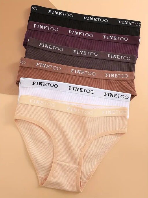 FINETOO 6 unids/set de bragas de algodón para mujer, bragas sexis de tiro bajo - Quierox - Tienda Online