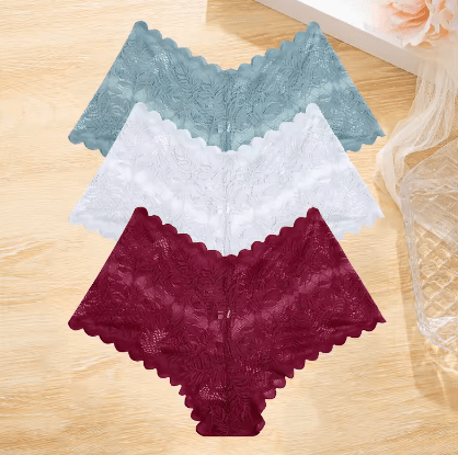 FINETOO-bragas de encaje para mujer, ropa interior Floral de tiro