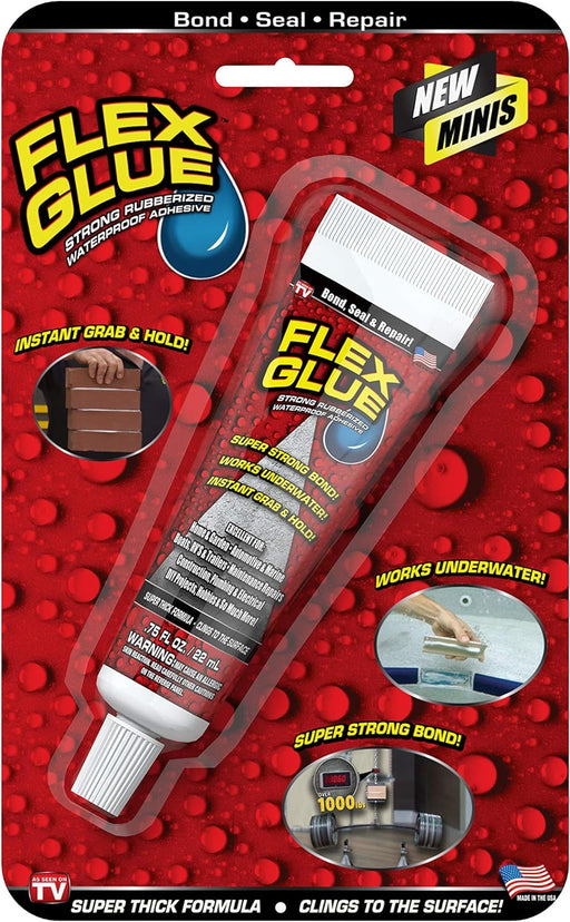 FLEX GLUE Pegamento flexible, mini, blanco, súper fuerte, adhesivo impermeable de goma 0.75oz - Quierox - Tienda Online