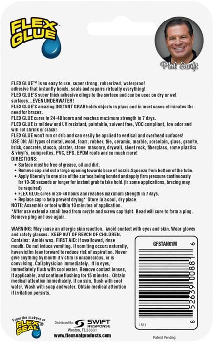 FLEX GLUE Pegamento flexible, mini, blanco, súper fuerte, adhesivo impermeable de goma 0.75oz - Quierox - Tienda Online