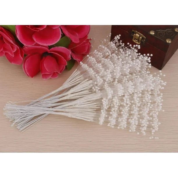 Flores Artificiales Gloria 5 Piezas Perlas Artificiales Hechas a Mano Decoraciones Pearl Bead Spray - Quierox - Tienda Online