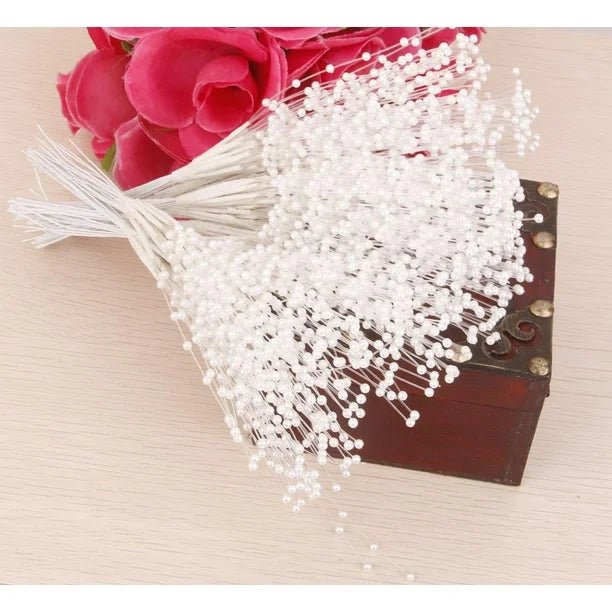 Flores Artificiales Gloria 5 Piezas Perlas Artificiales Hechas a Mano Decoraciones Pearl Bead Spray - Quierox - Tienda Online