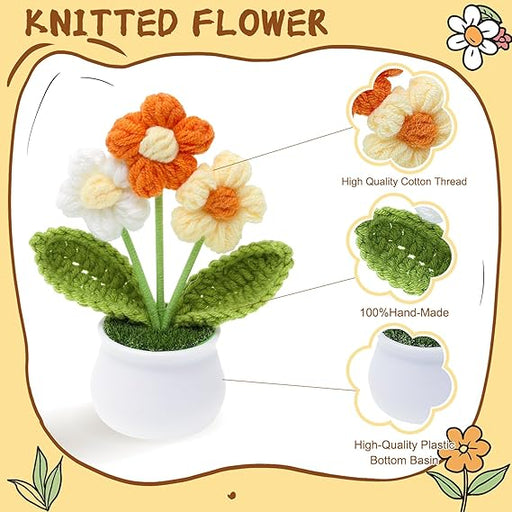 Flores de ganchillo pequeñas artificiales acolchadas para escritorio de oficina - Quierox - Tienda Online
