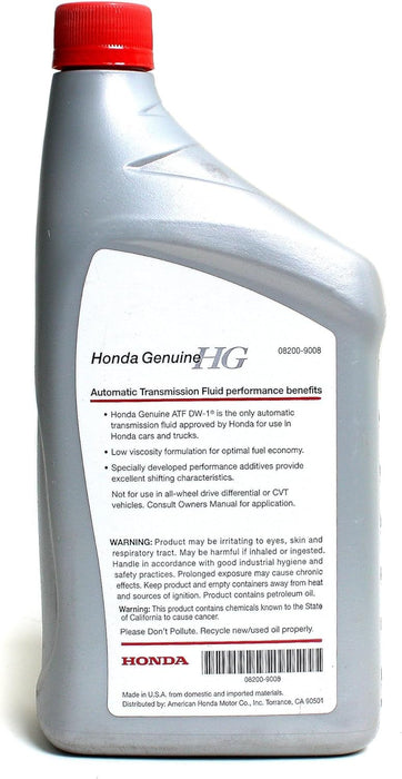 Fluído de transmisión automática Genuine Honda Fluid 08200 - 9008 ATF - DW1 –1 Cuarto - Quierox - Tienda Online