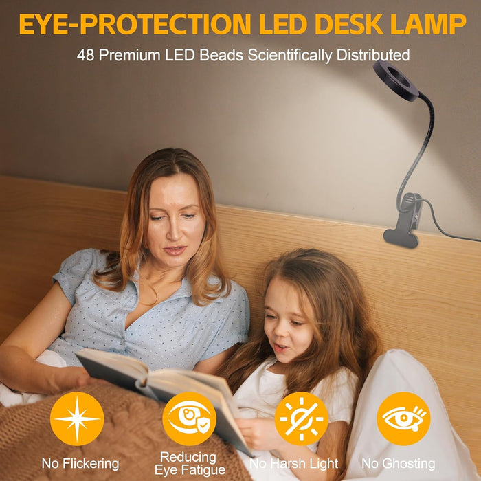 Foneso Lámpara de escritorio con clip, luz de 48 LED - Quierox - Tienda Online