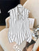 Franclia Blusa elegante y con estilo sin mangas con rayas y lazo - Quierox - Tienda Online