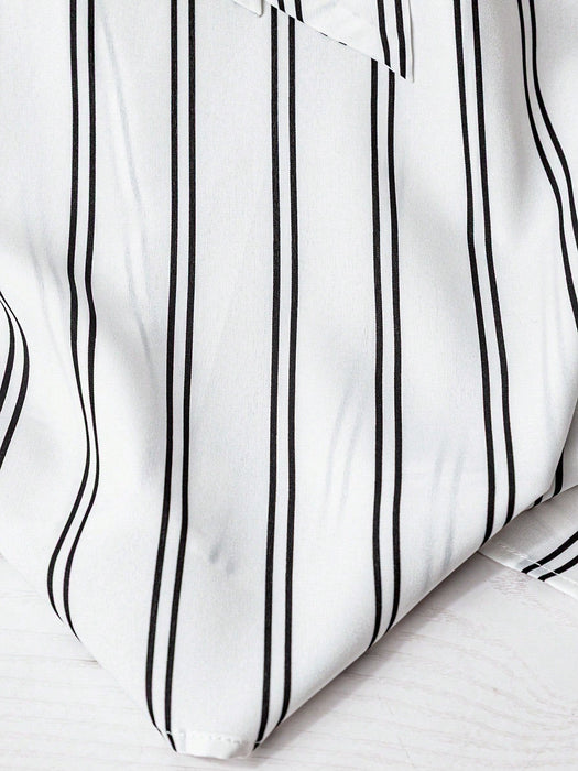 Franclia Blusa elegante y con estilo sin mangas con rayas y lazo - Quierox - Tienda Online