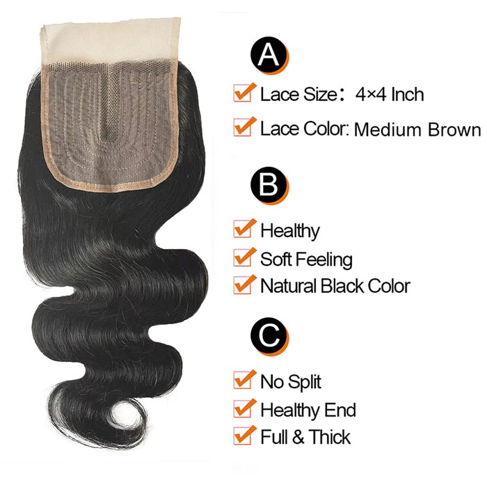 Frontal cabello humano ondulado 4x4 de 8 pulgadas parte media - Quierox - Tienda Online