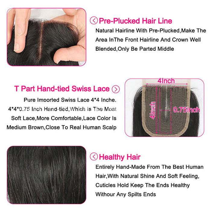 Frontal cabello humano ondulado 4x4 de 8 pulgadas parte media - Quierox - Tienda Online