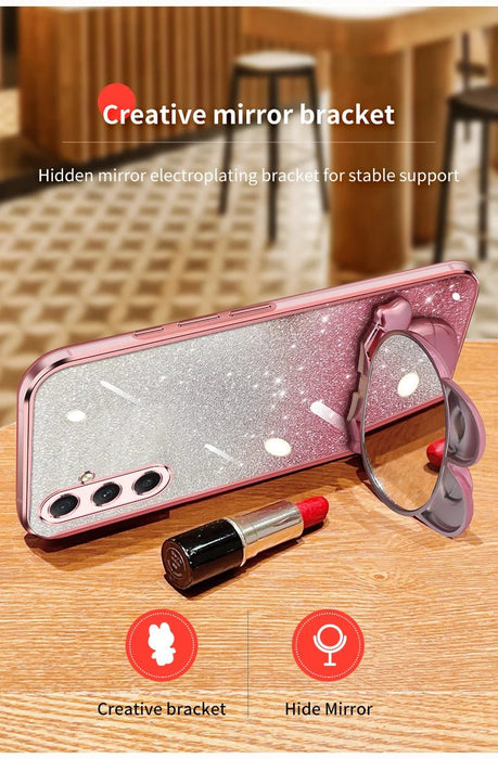 Funda con espejo de maquillaje con purpurina y diseño de conejo para Galaxy A35 5G - Quierox - Tienda Online