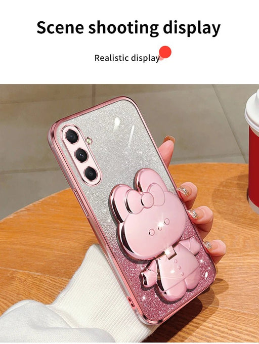 Funda con espejo de maquillaje con purpurina y diseño de conejo para Galaxy A35 5G - Quierox - Tienda Online
