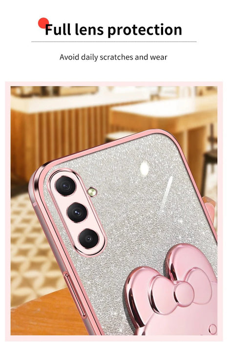 Funda con espejo de maquillaje con purpurina y diseño de conejo para Galaxy A35 5G - Quierox - Tienda Online