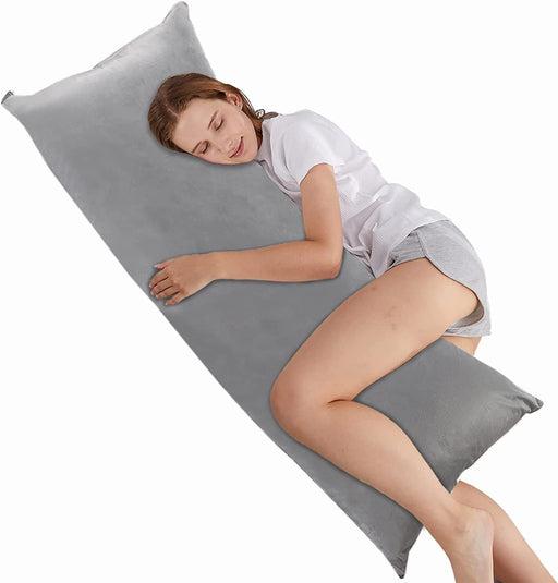 Funda de almohada de terciopelo gris, 24" x 54", no incluye relleno - Quierox - Tienda Online