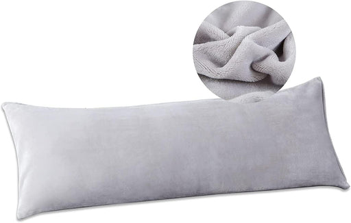 Funda de almohada de terciopelo gris, 24" x 54", no incluye relleno - Quierox - Tienda Online