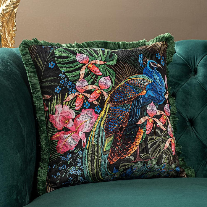 Funda de cojín de terciopelo verde de lujo para sofá, con flecos de pavo real de Asdiva - Quierox - Tienda Online