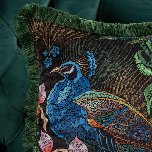 Funda de cojín de terciopelo verde de lujo para sofá, con flecos de pavo real de Asdiva - Quierox - Tienda Online