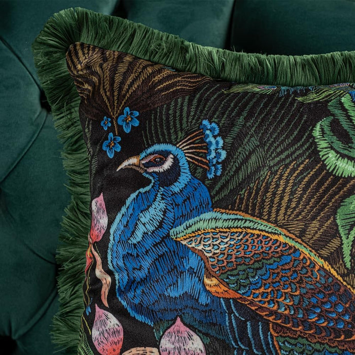 Funda de cojín de terciopelo verde de lujo para sofá, con flecos de pavo real de Asdiva - Quierox - Tienda Online