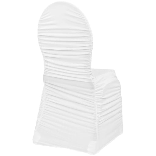 Funda de silla de banquete de licra con fruncido - Blanco - Quierox - Tienda Online