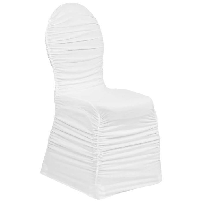 Funda de silla de banquete de licra con fruncido - Blanco - Quierox - Tienda Online