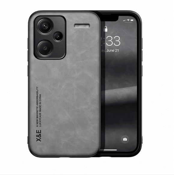Funda de teléfono con parte trasera de cuero magnético (gris claro) Para Xiaomi Redmi Note 13 Pro - Quierox - Tienda Online