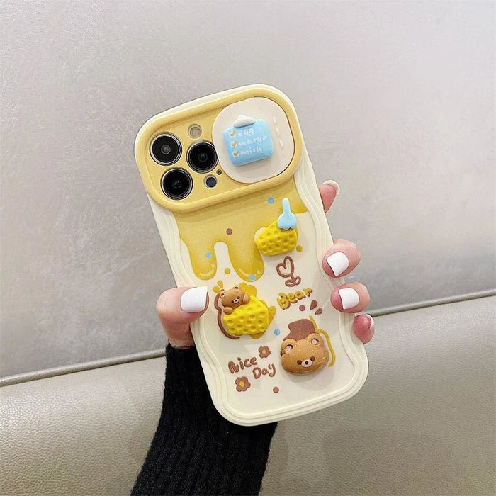 Funda de teléfono con protección para cámara de empuje de oso para iphone 15 pro max - Quierox - Tienda Online