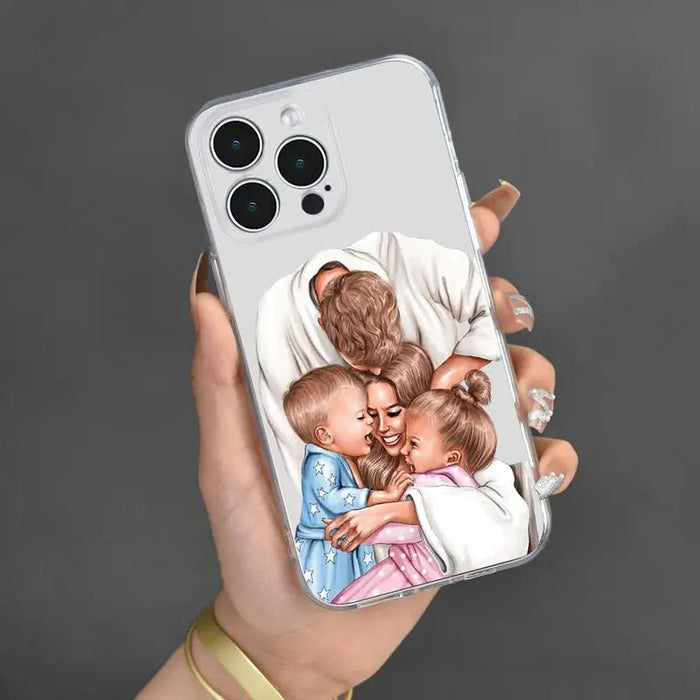 Funda de teléfono de silicona líquida con patrón familiar, Iphone 11 Pro Max - Quierox - Tienda Online