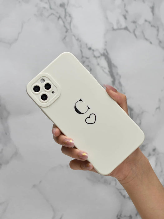 Funda de teléfono de TPU mate con diseño de alfabeto C en forma de ángel y corazón - Quierox - Tienda Online