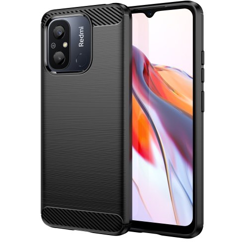 Funda de teléfono TPU de fibra de carbono con textura cepillada Xiaomi Redmi 10C, negro - Quierox - Tienda Online