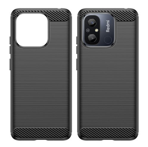 Funda de teléfono TPU de fibra de carbono con textura cepillada Xiaomi Redmi 10C, negro - Quierox - Tienda Online
