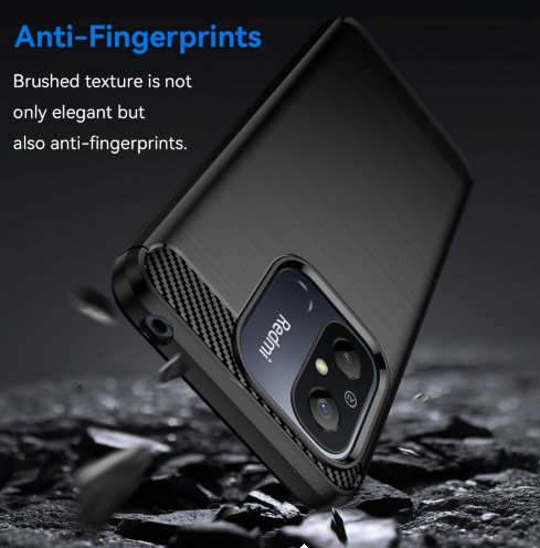 Funda de teléfono TPU de fibra de carbono con textura cepillada Xiaomi Redmi 10C, negro - Quierox - Tienda Online
