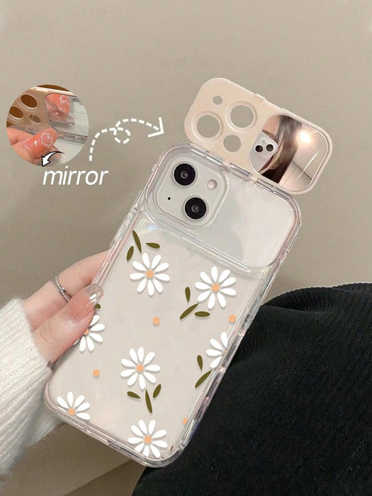 Funda de TPU con soporte de espejo y diseño floral pintado, para iphone 13 Pro Max - Quierox - Tienda Online