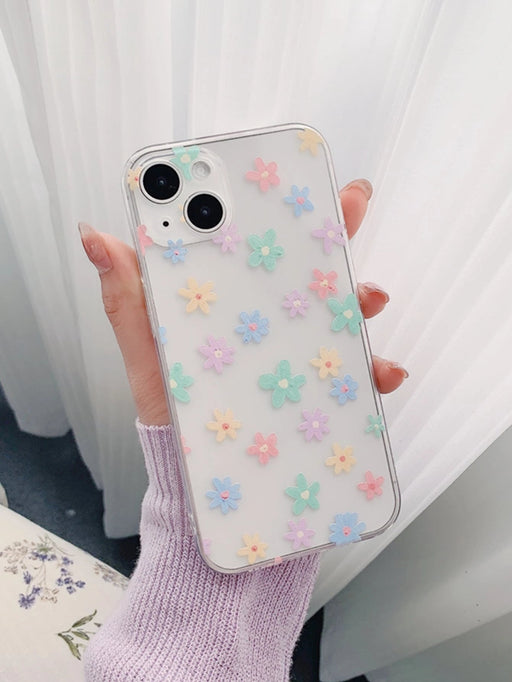 Funda de TPU transparente con estampado de flores de colores de verano, para iPhone - Quierox - Tienda Online