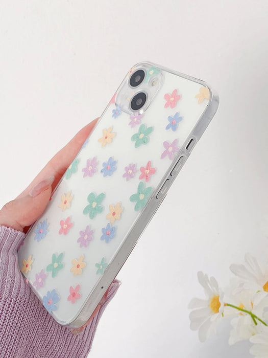 Funda de TPU transparente con estampado de flores de colores de verano, para iPhone - Quierox - Tienda Online