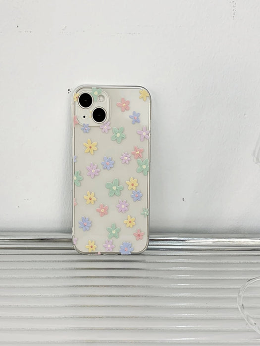 Funda de TPU transparente con estampado de flores de colores de verano, para iPhone - Quierox - Tienda Online