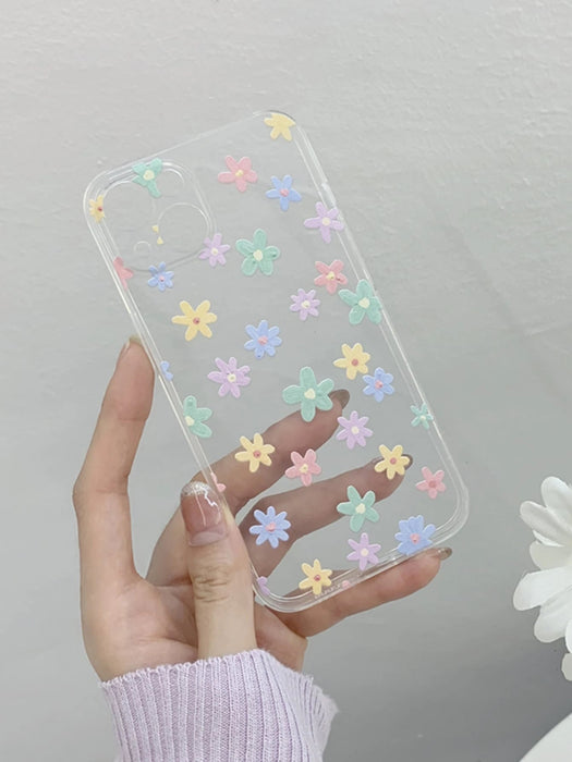Funda de TPU transparente con estampado de flores de colores de verano, para iPhone - Quierox - Tienda Online