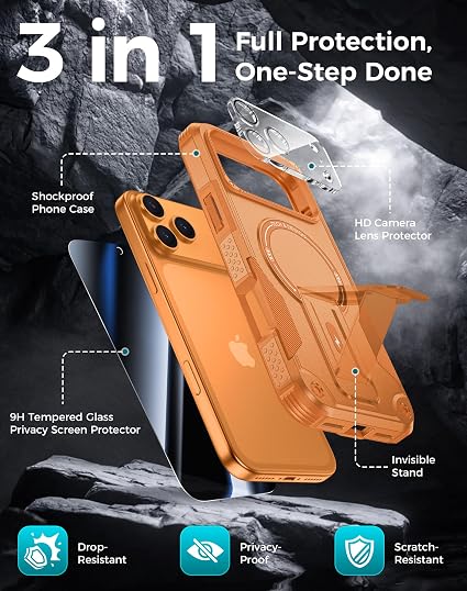 Funda Goton con protector de pantalla de cristal templado de privacidad para iPhone 17 Pro Max - Quierox - Tienda Online