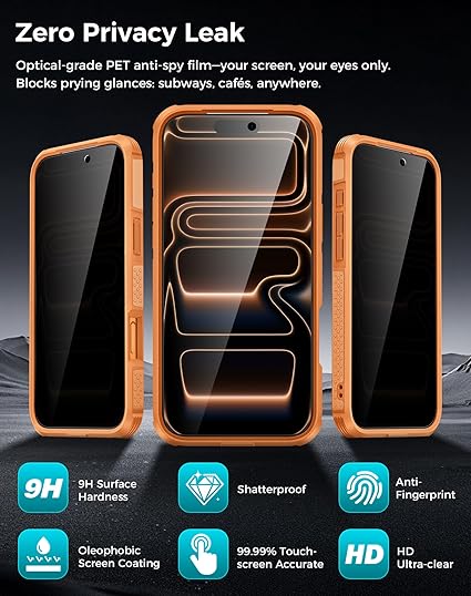 Funda Goton con protector de pantalla de cristal templado de privacidad para iPhone 17 Pro Max - Quierox - Tienda Online