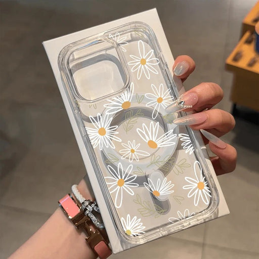 Funda magnética transparente con estampado de flores para iPhone 7 8se - Quierox - Tienda Online