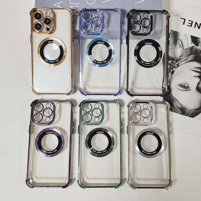 Funda magnética transparente para iPhone, lujosa funda con brillo en las cuatro esquinas - Quierox - Tienda Online