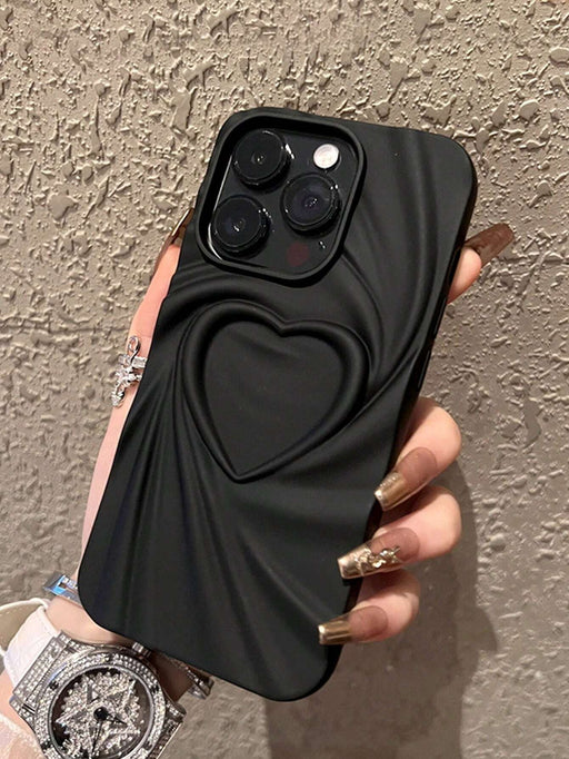 Funda minimalista de San Valentín en negro mate con forma de corazón 3D,impermeable - Quierox - Tienda Online
