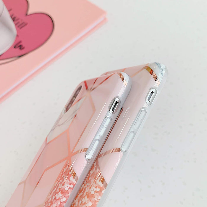 Funda para Iphone con cubierta rosa mármol geométrico - Quierox - Tienda Online