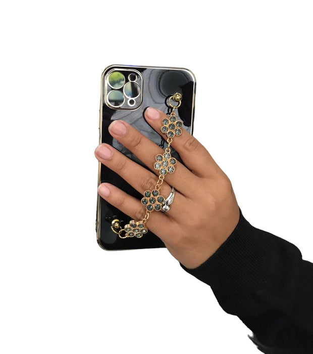 Funda para móvil con estampado de flor con con diseño de flor correa de mano - Quierox - Tienda Online