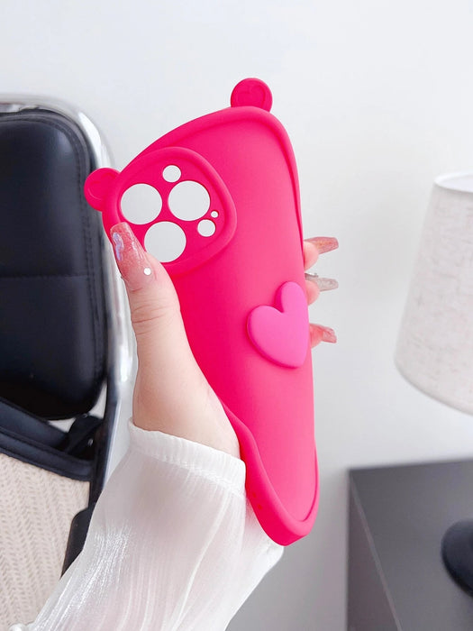 Funda para móvil con orejas de gato y decoración en forma de corazón en 3D - Quierox - Tienda Online