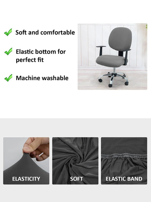 Funda para silla de oficina extraíble gris de 2 piezas, adecuada para oficina, estudio y hogar - Quierox - Tienda Online