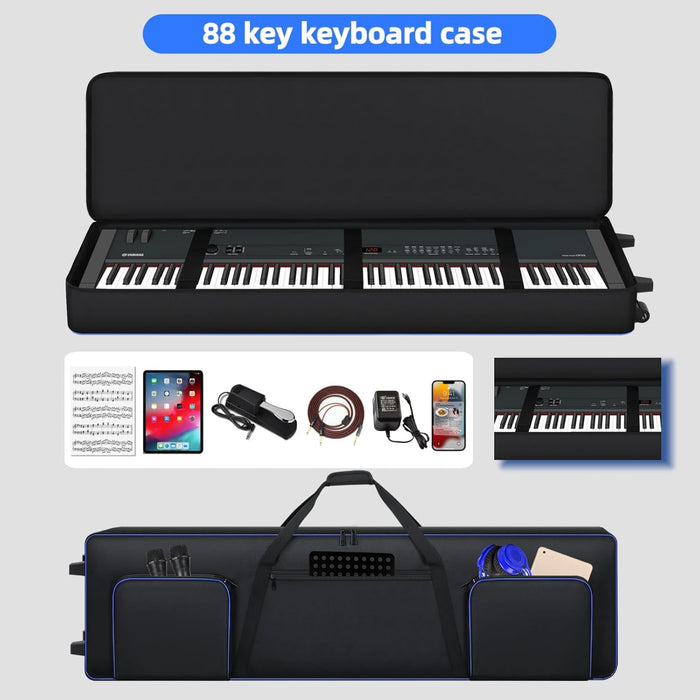 Funda para teclado de 88 teclas con ruedas, funda suave para teclado y concierto, diseño de viaje con correas ajustables para el hombro - Quierox - Tienda Online