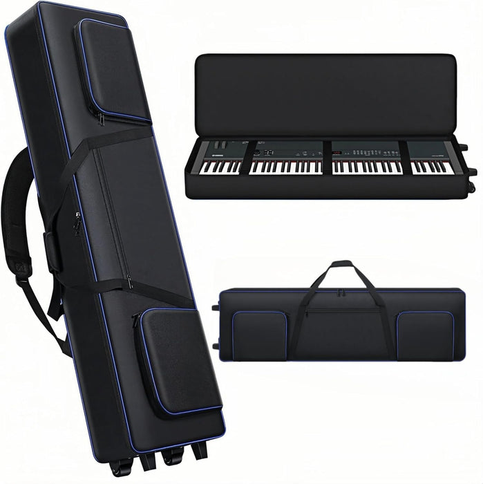 Funda para teclado de 88 teclas con ruedas, funda suave para teclado y concierto, diseño de viaje con correas ajustables para el hombro - Quierox - Tienda Online