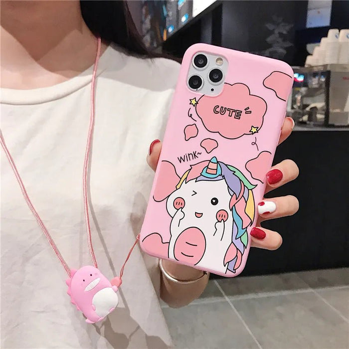 Funda para teléfono con dibujos animados de dinosaurio y unicornio para samsung S21 - Quierox - Tienda Online