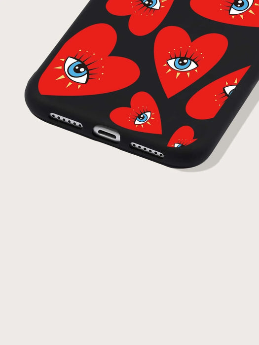 Funda para teléfono con patrón de corazón y ojos compatible con iPhone - Quierox - Tienda Online
